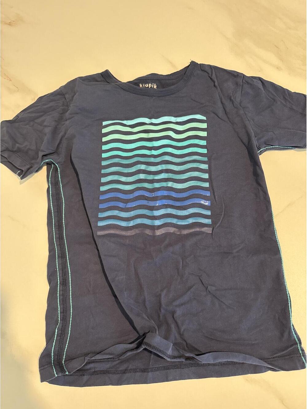 kidpik Boys T-Shirt Blue Wavy Graphic Size Large